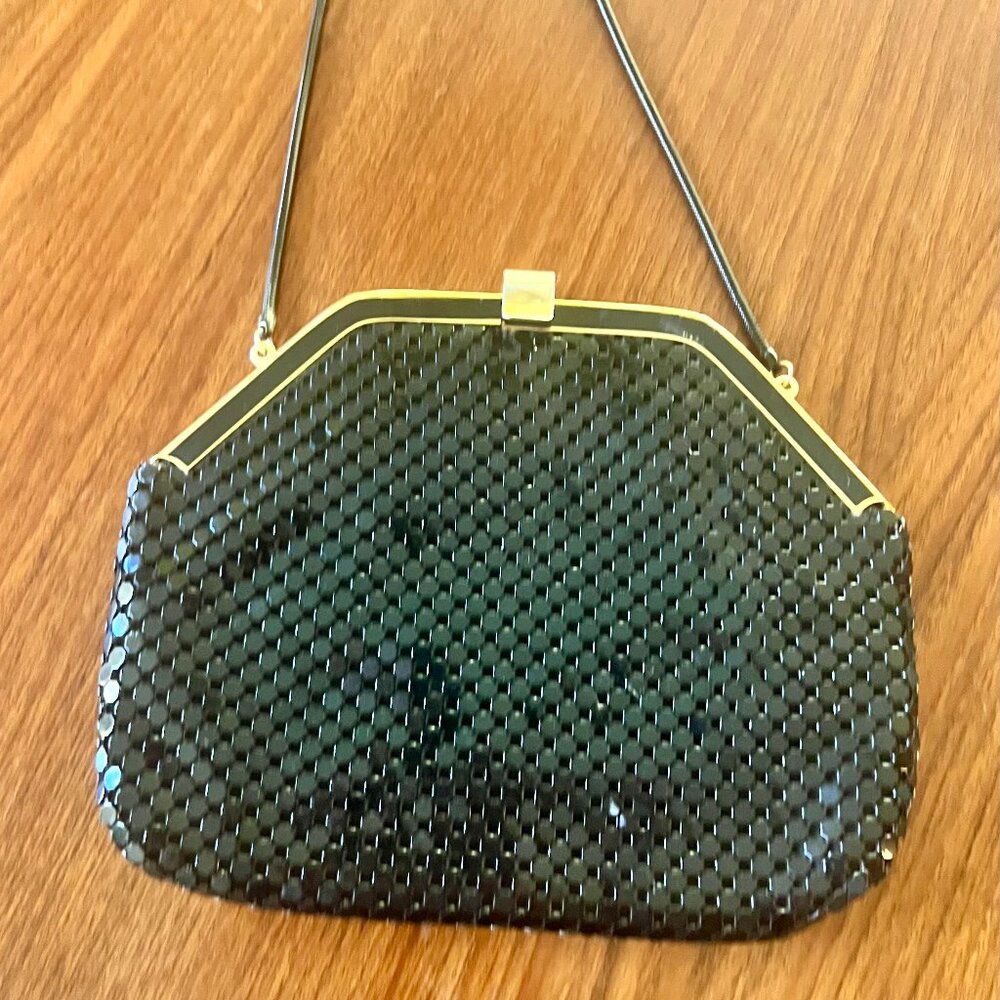 Vintage Black Lame Metal Purse